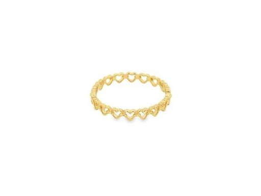 18K Yellow Gold Full Eternity Ring with Open Heart Design
